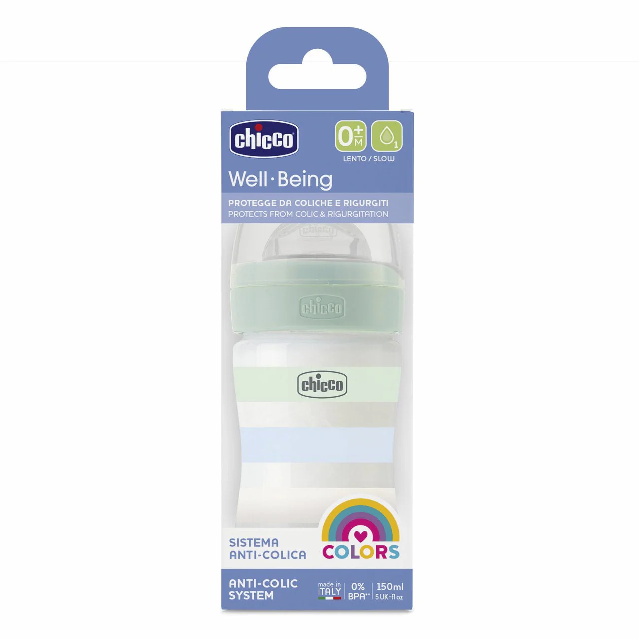 CHICCO - WELL BEING Πλαστικό Μπιμπερό ΘΣ 0m+ (Boy) - 150ml